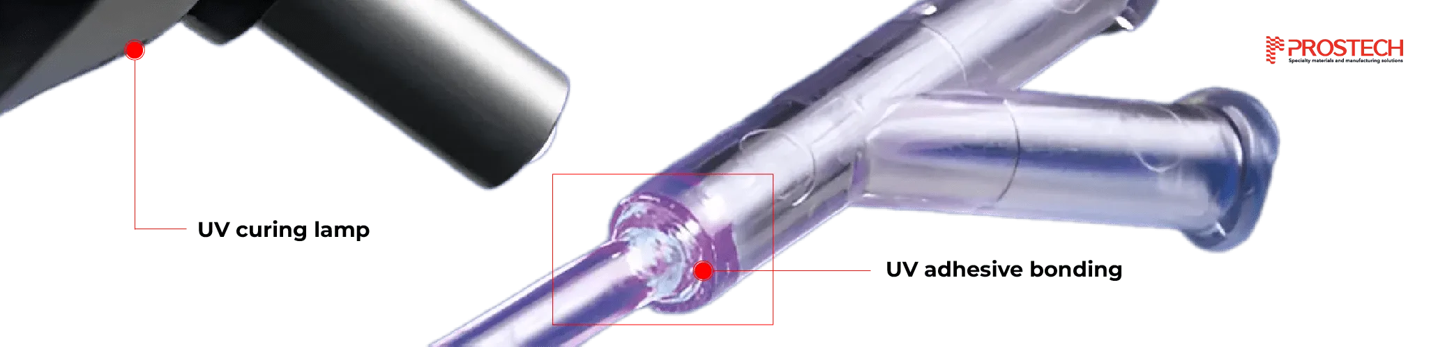 Bonding tubes by using UV adhesive